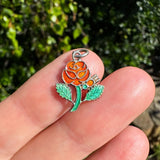 Vintage English Silver Enamel Rose Charm