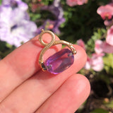 Antique French 18ct Gold Snake Amethyst Fob Spinning Charm