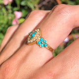 Antique Victorian 15ct Gold Turquoise Forget Me Not Ring