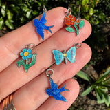 Vintage English Silver Enamel Butterfly Charm