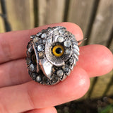 Antique Victorian Silver Paste Owl Brooch