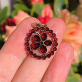 Antique Victorian Rolled Gold Garnet Pansy Pendant