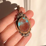 Antique Edwardian Saphiret Glass Pendant