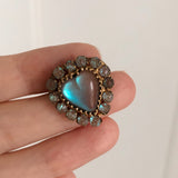 Antique Edwardian Saphiret Glass Heart Brooch