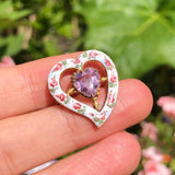 Antique Edwardian Floral Enamel Witches Heart Brooch
