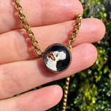 Antique Reverse Carved Terrier Dog Pendant Necklace
