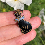 Antique 'Good Luck' Enamel Black Cat Charm