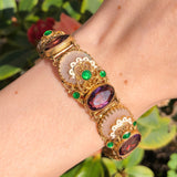 Antique Czechoslovakian Camphor Purple Glass Filigree Bracelet