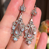 Antique Edwardian Saphiret Glass Metal Amphora Earrings