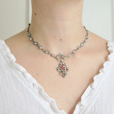 Antique French Edwardian Silver Paste Necklace
