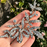 Antique Edwardian Silver Large Floral Spray Brooch
