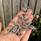 Antique Edwardian Silver Large Floral Spray Brooch