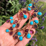 Vintage French Blue & Purple Gripoix Glass Pendant