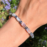 Antique Silver Ceylon Moonstone & Sapphire Bracelet