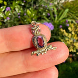 Antique 9ct Gold Purple Paste Owl Charm