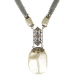 Vintage Louis Rousselet Faux Pearl Silver Chain Necklace