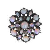 Antique Austro Hungarian Silver Opal Floral Brooch