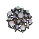 Antique Austro Hungarian Silver Opal Floral Brooch