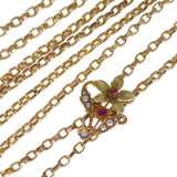 Antique Art Nouveau Gold Filled Slider Chain Necklace