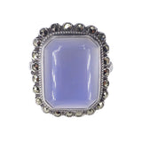 Antique Art Deco Silver Chalcedony Marcasite Ring