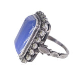 Antique Art Deco Silver Chalcedony Marcasite Ring
