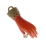 Antique Coral Celluloid Hand Charm