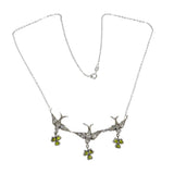 Antique Edwardian Silver Paste Swallow & Clover Necklace