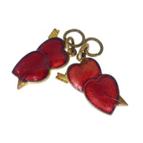 Antique Art Deco Enamel Cupids Heart & Arrow Sweetheart Charms