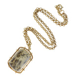 Antique Rolled Gold Dendritic Agate Pendant Necklace