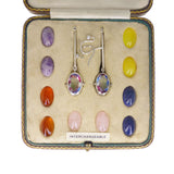 Vintage Silver Semi Precious Adjustable Earrings - Boxed