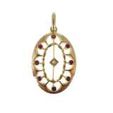 Vintage 18ct Gold Pink Paste Pendant