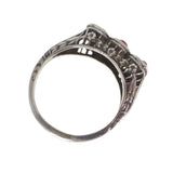 Antique Silver Floral Frame Pinky Ring