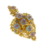 Antique Edwardian Saphiret Glass Filigree Locket Pendant