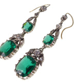 Antique Silver Georgian Inspired Green Paste Drop Earrings