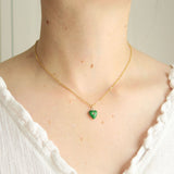 Antique Edwardian 9ct Gold Green Enamel Puffy Heart Charm