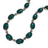Vintage Art Deco Bezel Set Green Glass Riviere Necklace