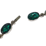 Vintage Art Deco Bezel Set Green Glass Riviere Necklace