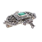 Antique Edwardian Sterling Silver Green Paste Brooch