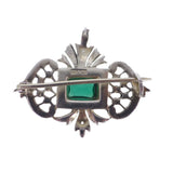 Antique Edwardian Sterling Silver Green Paste Brooch