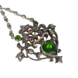 Antique Edwardian Silver Pink & Green Paste Giardinetti Pendant