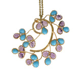 Vintage French Blue & Purple Gripoix Glass Pendant