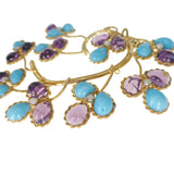 Vintage French Blue & Purple Gripoix Glass Pendant