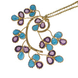 Vintage French Blue & Purple Gripoix Glass Pendant
