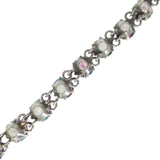 Antique French Silver Iris Glass Panel Bracelet