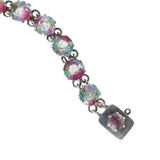 Antique French Silver Iris Glass Panel Bracelet