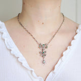 Antique Open Work Silver Emerald & Beryl Pendant