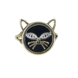 Vintage 9ct Gold Onyx Cat Ring