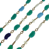Antique Lucky Bean Glass Charm Sautoir Necklace