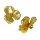 Vintage Lanvin Paris Gold Tone Floral Earrings