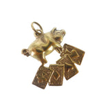 Antique 9ct Gold Pig Playing Card Charm
